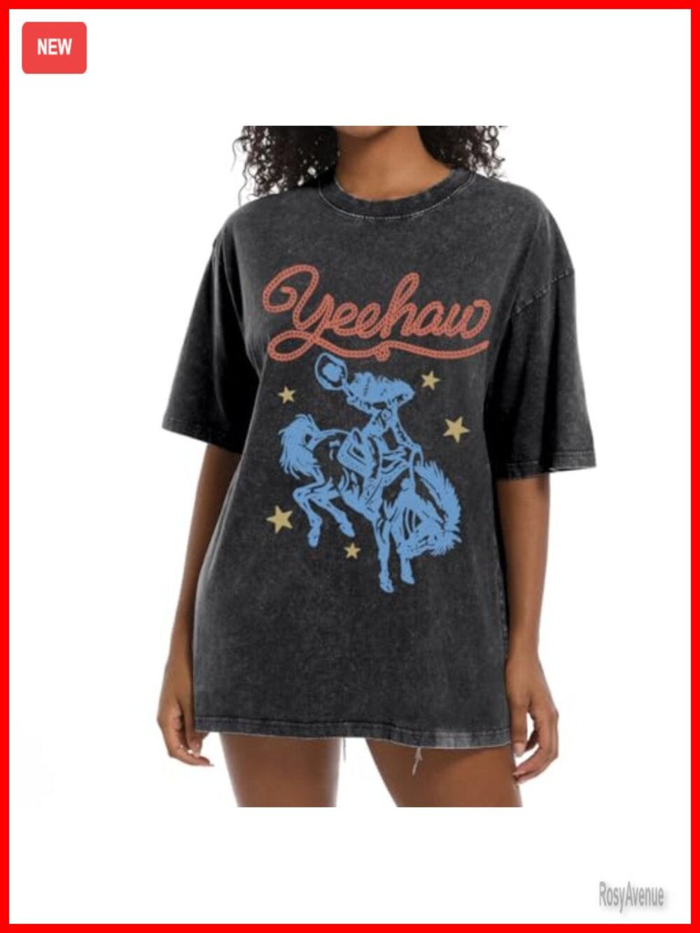 Oversized Cowgirl Graphic Tee Cotton Western Rodeo Country Concert Top